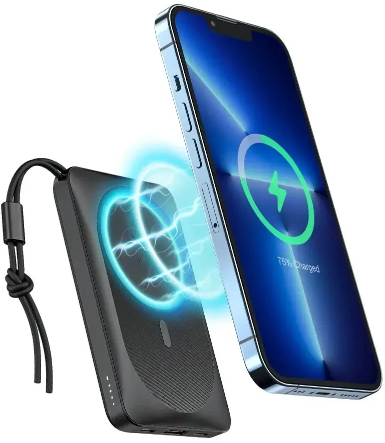 Išorinė baterija POWER BANK VEGER (VP1151) 10000mAh su belaidžiu įkrovikliu (Magsafe 15W) balta