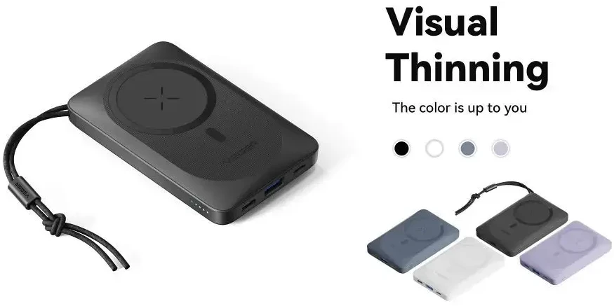Išorinė baterija POWER BANK VEGER (VP1151) 10000mAh su belaidžiu įkrovikliu (Magsafe 15W) balta