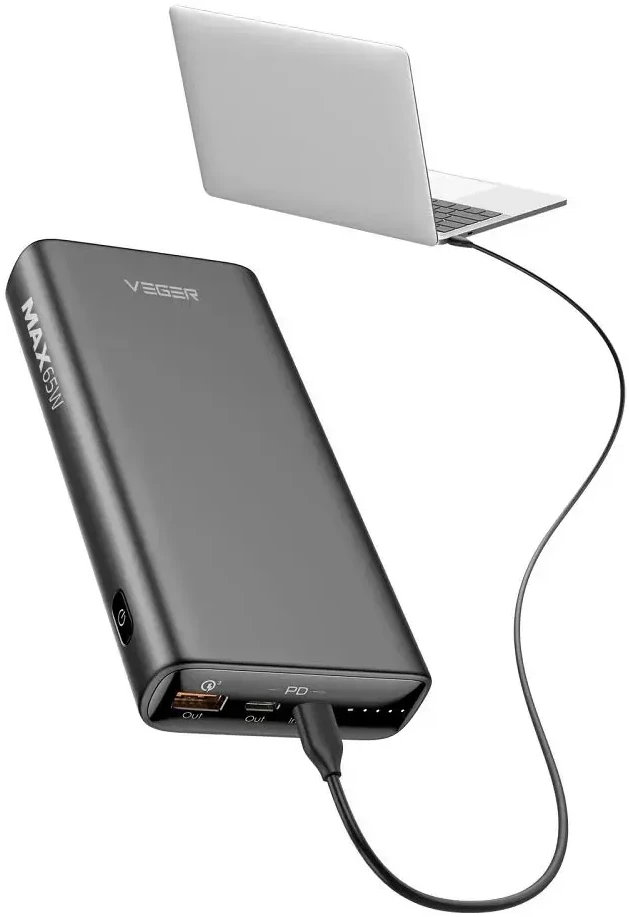 Powerbank Veger T100 (W2032C-100) PD QC3.0 5A 100W 20000 mAh juodas