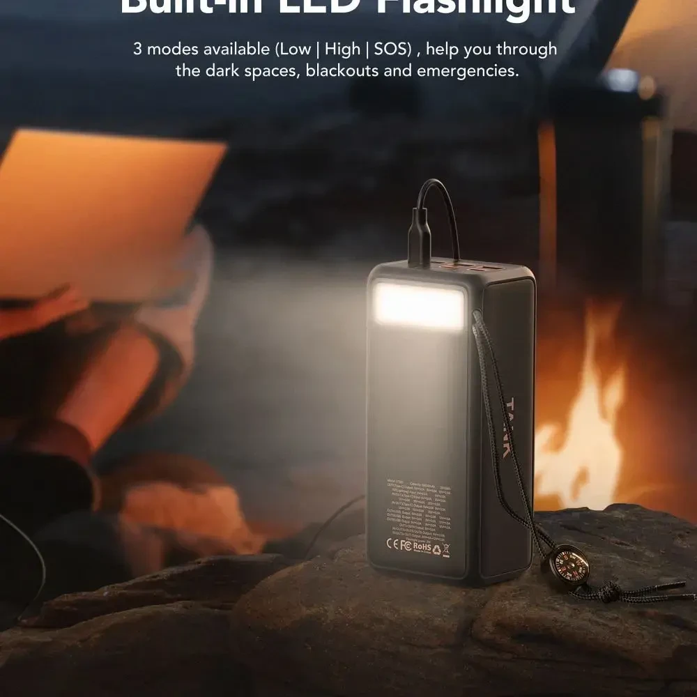 Veger Tank Boost (W5001C) Power Bank | 56,000 mAh | 130W | PD, QC | USB-A, USB-C | juodas