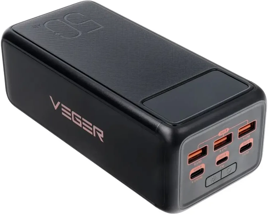 Veger Tank Boost (W5001C) Power Bank | 56,000 mAh | 130W | PD, QC | USB-A, USB-C | juodas