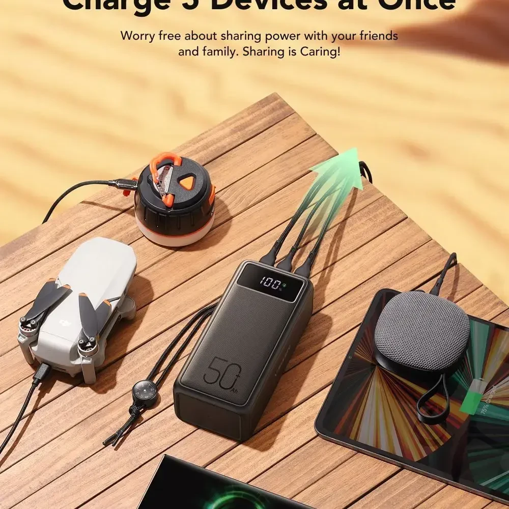 Veger Tank Boost (W5001C) Power Bank | 56,000 mAh | 130W | PD, QC | USB-A, USB-C | juodas
