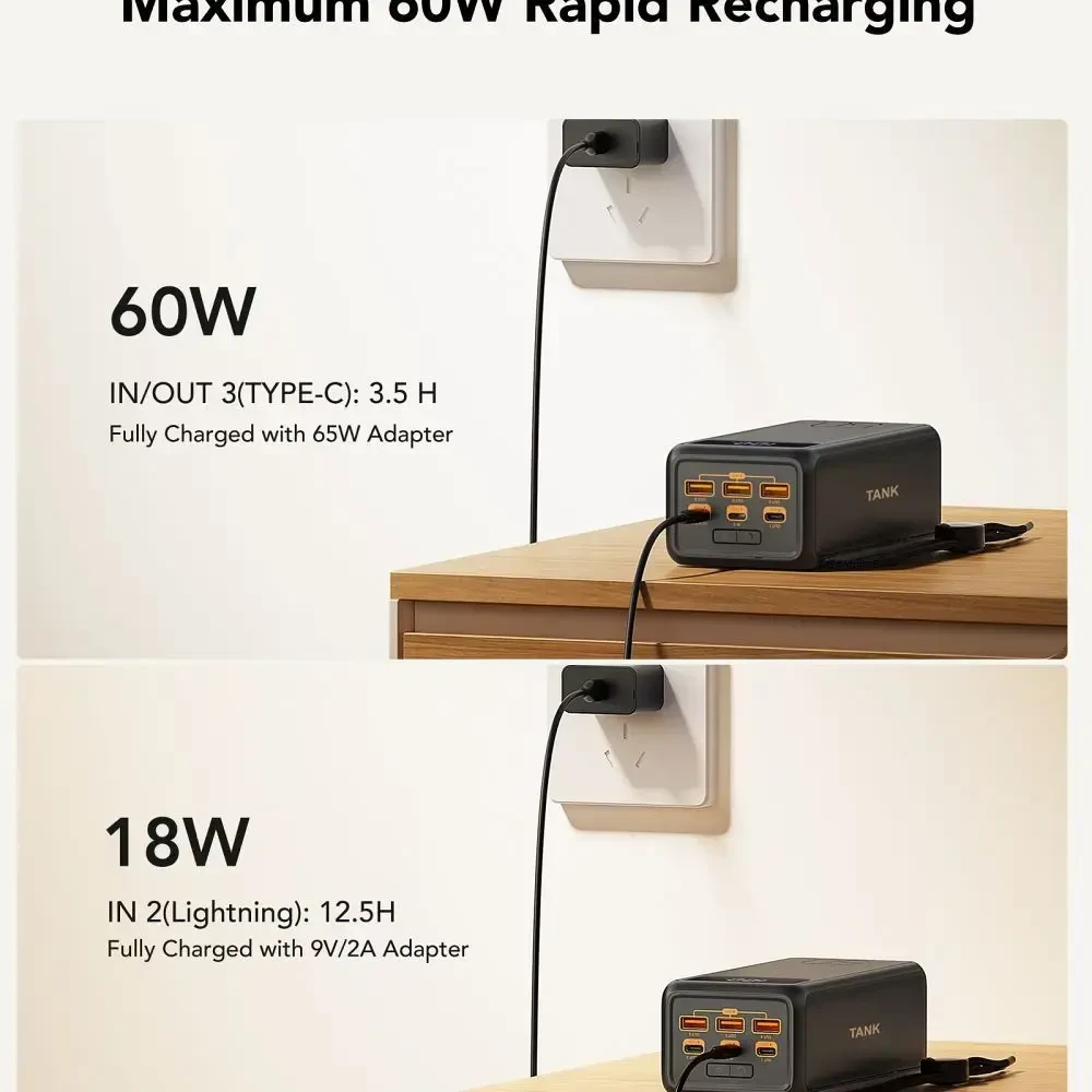 Veger Tank Boost (W5001C) Power Bank | 56,000 mAh | 130W | PD, QC | USB-A, USB-C | juodas