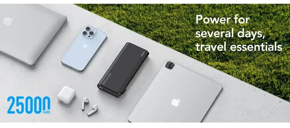 Nešiojamoji baterija Veger TCE130 (W2503) PD 130W 25000 mAh su integruotais C tipo laidais / Lightning juodas