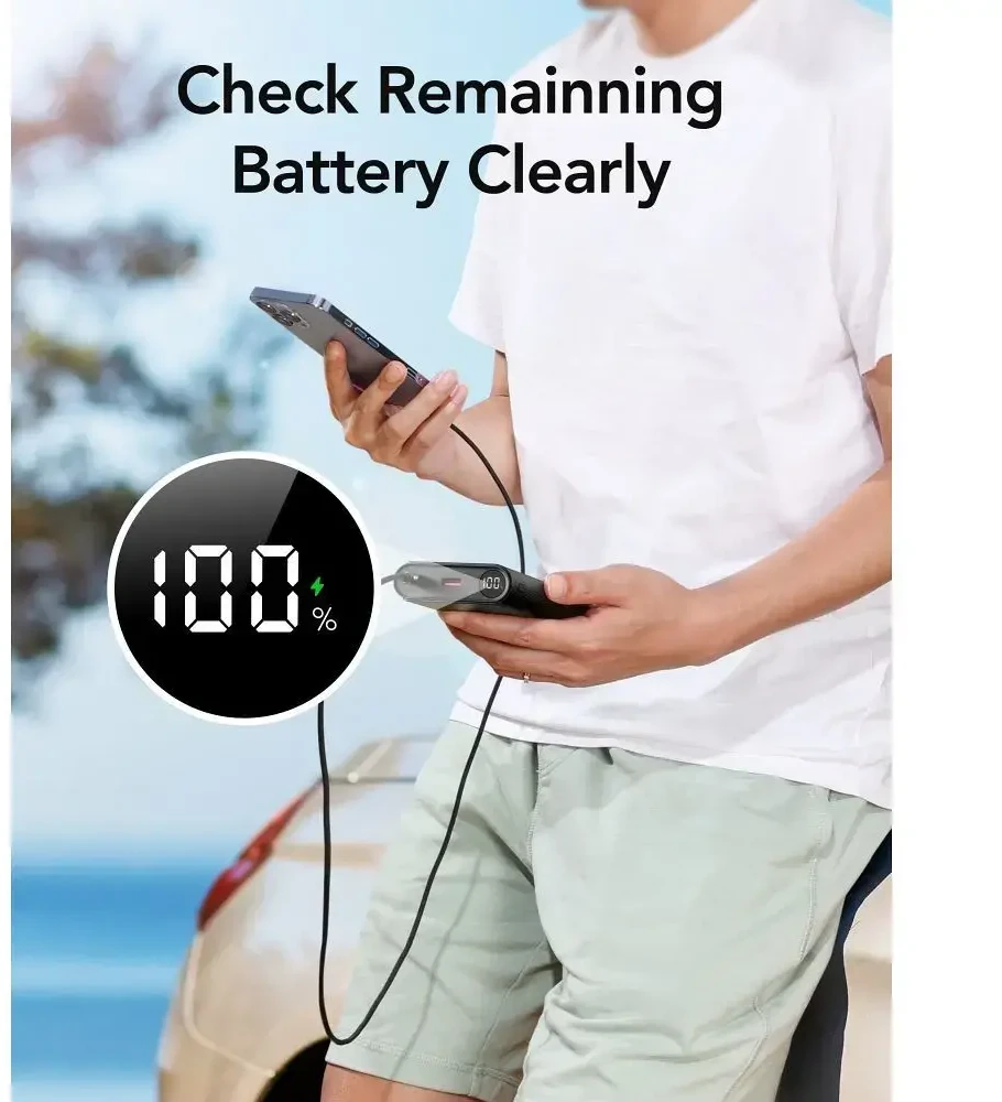 Nešiojamoji baterija Veger TCE130 (W2503) PD 130W 25000 mAh su integruotais C tipo laidais / Lightning juodas