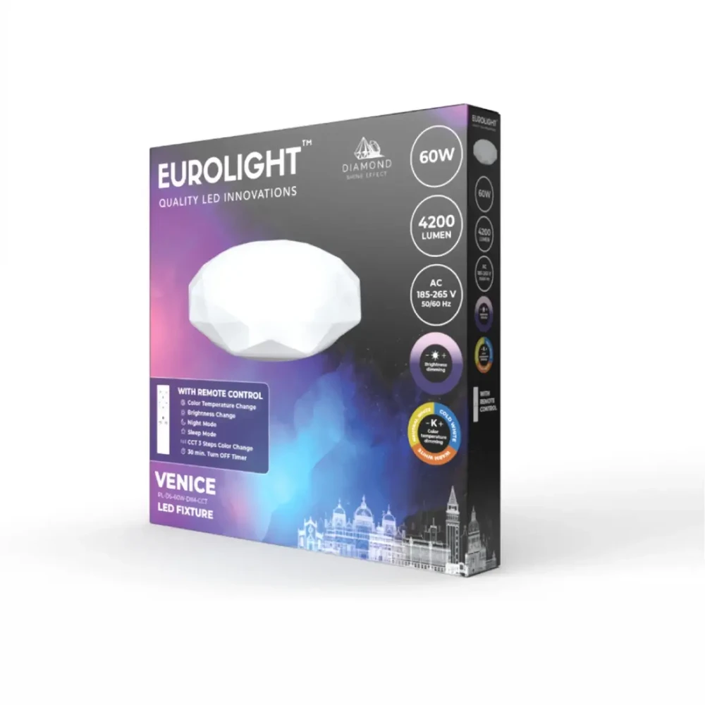 VENICE LED šviestuvas valdomas pulteliu 60W, IP20, 3900lm Eurolight
