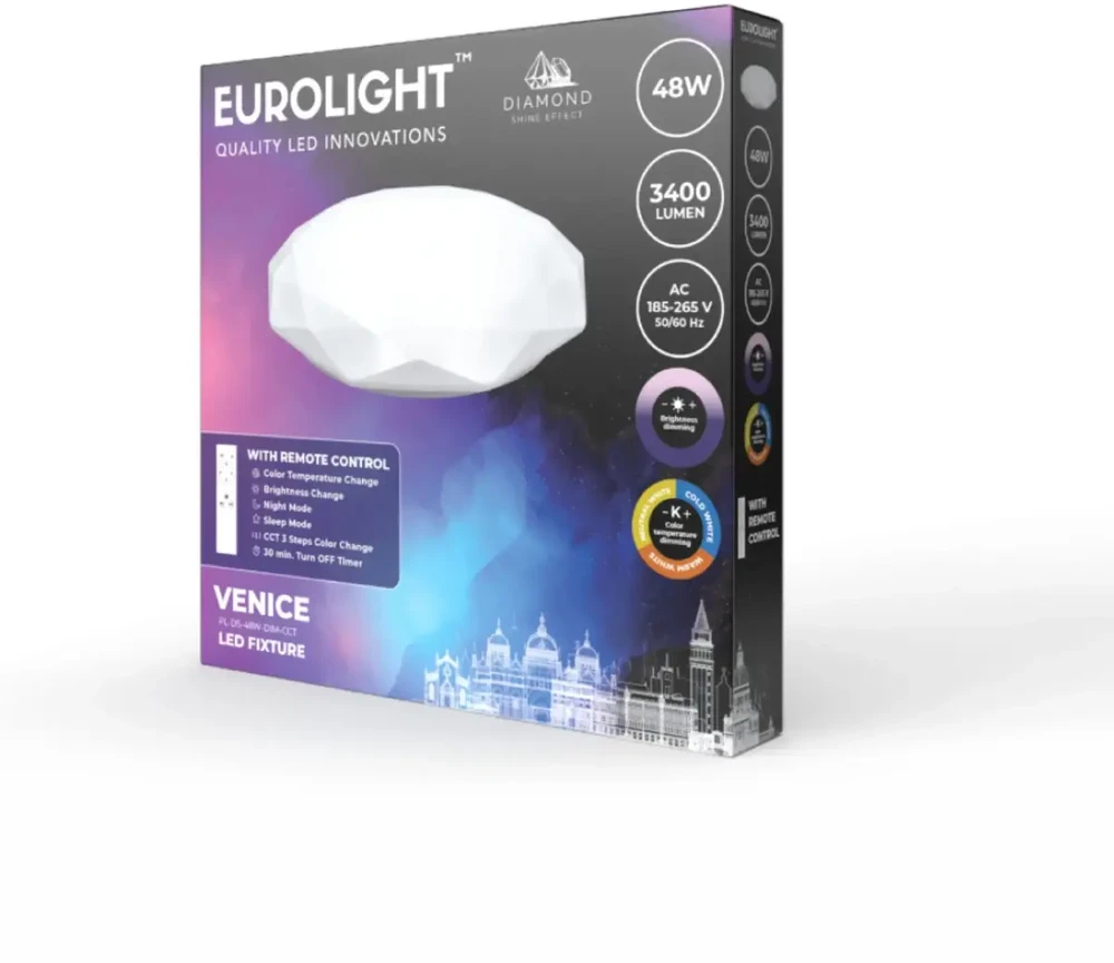 VENICE LED šviestuvas valdomas pulteliu 48W, IP20, 3120lm Eurolight