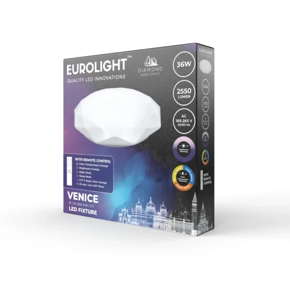 VENICE LED šviestuvas valdomas pulteliu 36W, IP20, 2340lm Eurolight