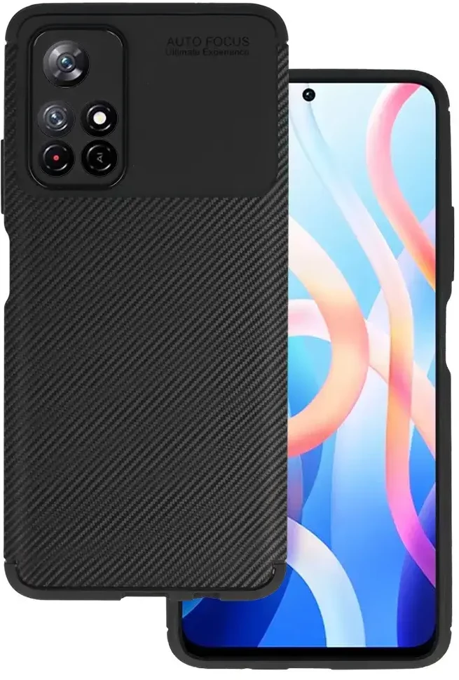 Vennus Carbon Elite dėklas skirtas Xiaomi Redmi Note 11 5G/Note 11S 5G/Poco M4 Pro 5G juodos spalvos