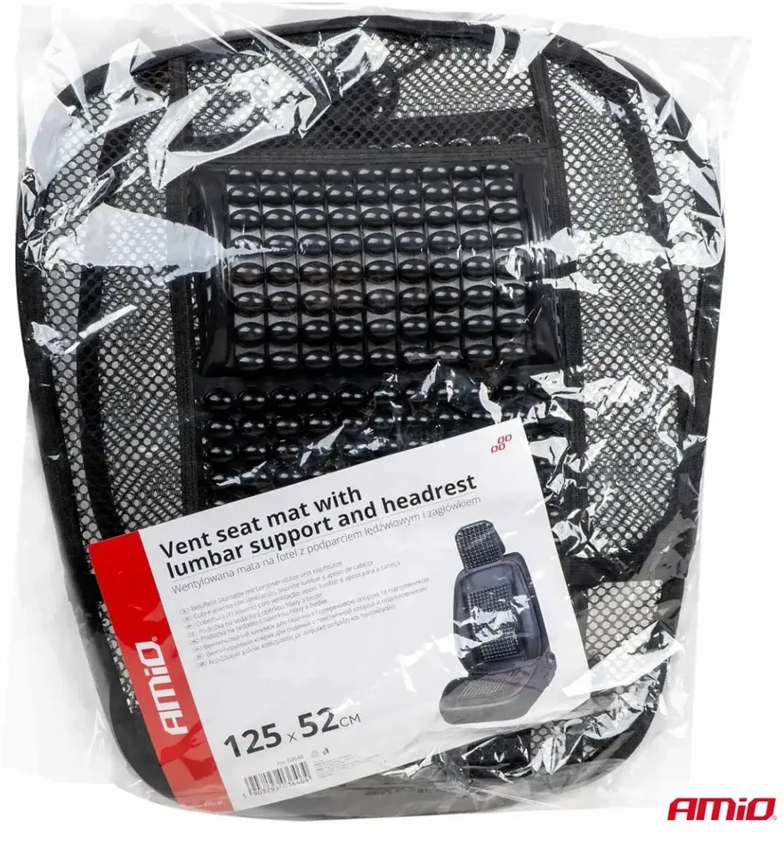 Amio Automobilio sėdynės kilimėlis su karoliukais 125 x 52 cm - juoda