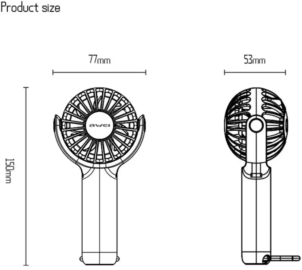 Ventiliatorius Handheld Fan AWEI F42 Baltas
