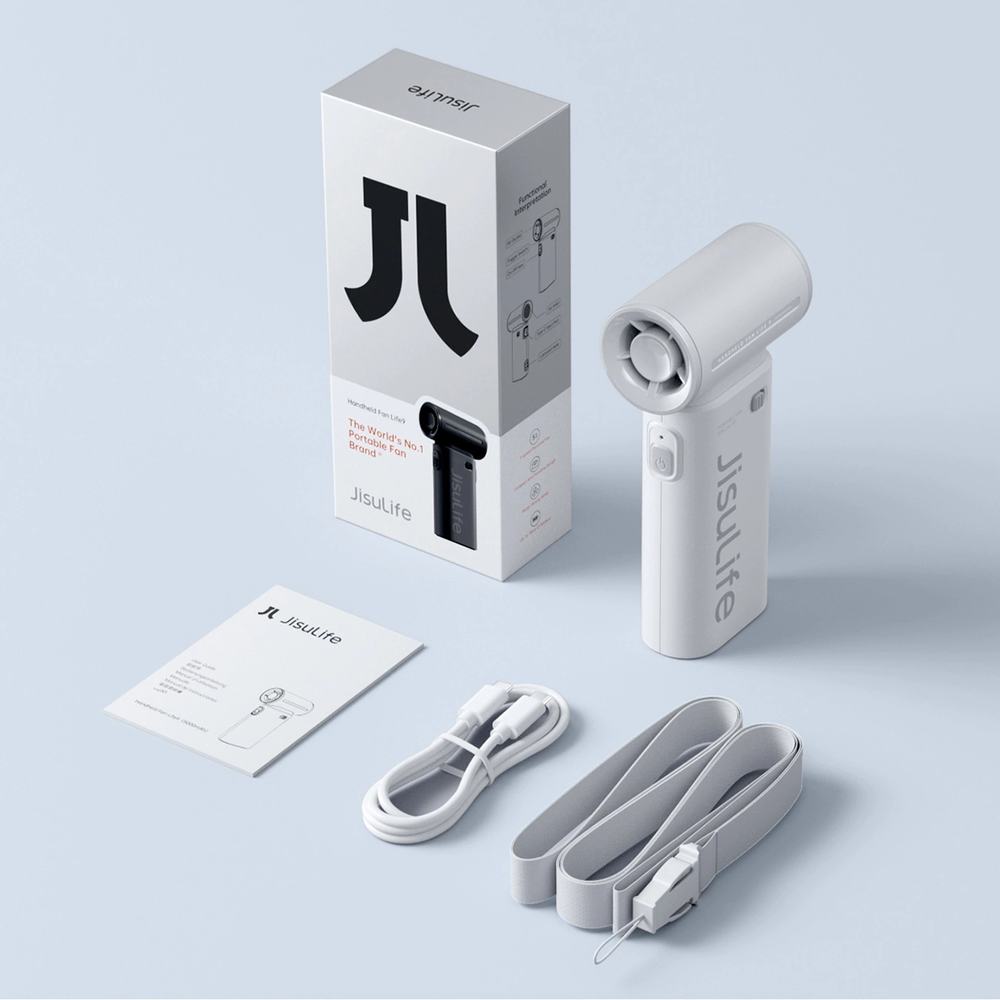 Jisulife rankinis ventiliatorius Life9 3600mAh Portable USB Fan - pilkos spalvos