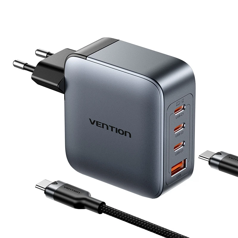 „Vention“ 100 W GaN 1 x USB-A 3 x USB-C + USB-C į USB-C kabelis 1 m