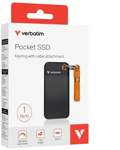 Verbatim 32193 Išorinis kietasis diskas SSD 1TB, USB-C 3.2 Gen 2, M.2, iki 1000MB/s, Juoda/Oranžinė
