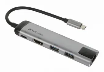 Verbatim 49141 sąsajos šakotuvas USB 3.2 Gen 1 (3.1 Gen 1) Type-C 1000 Mbit/ai Juoda, Sidabras