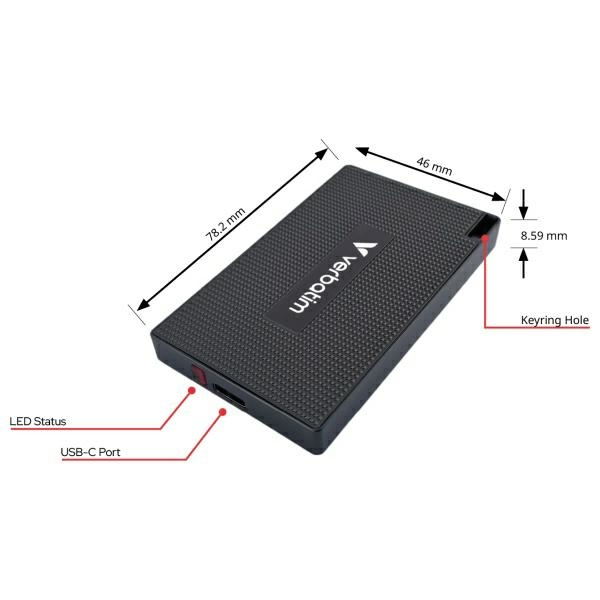 Kietasis diskas Verbatim Mini Diskas SSD 1TB USB-C 3.2 + kabelis USB-C/USB-C-USB-A 32031