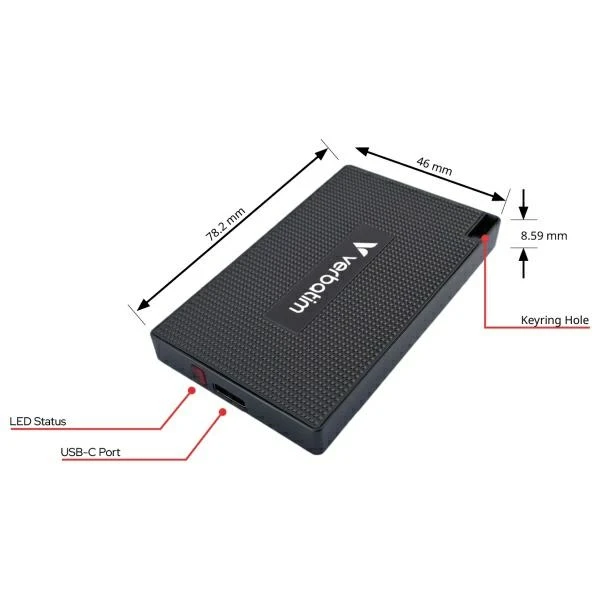 Kietasis diskas Verbatim Mini Diskas SSD 512GB USB-C 3.2 + kabelis USB-C/USB-C-USB-A 32030