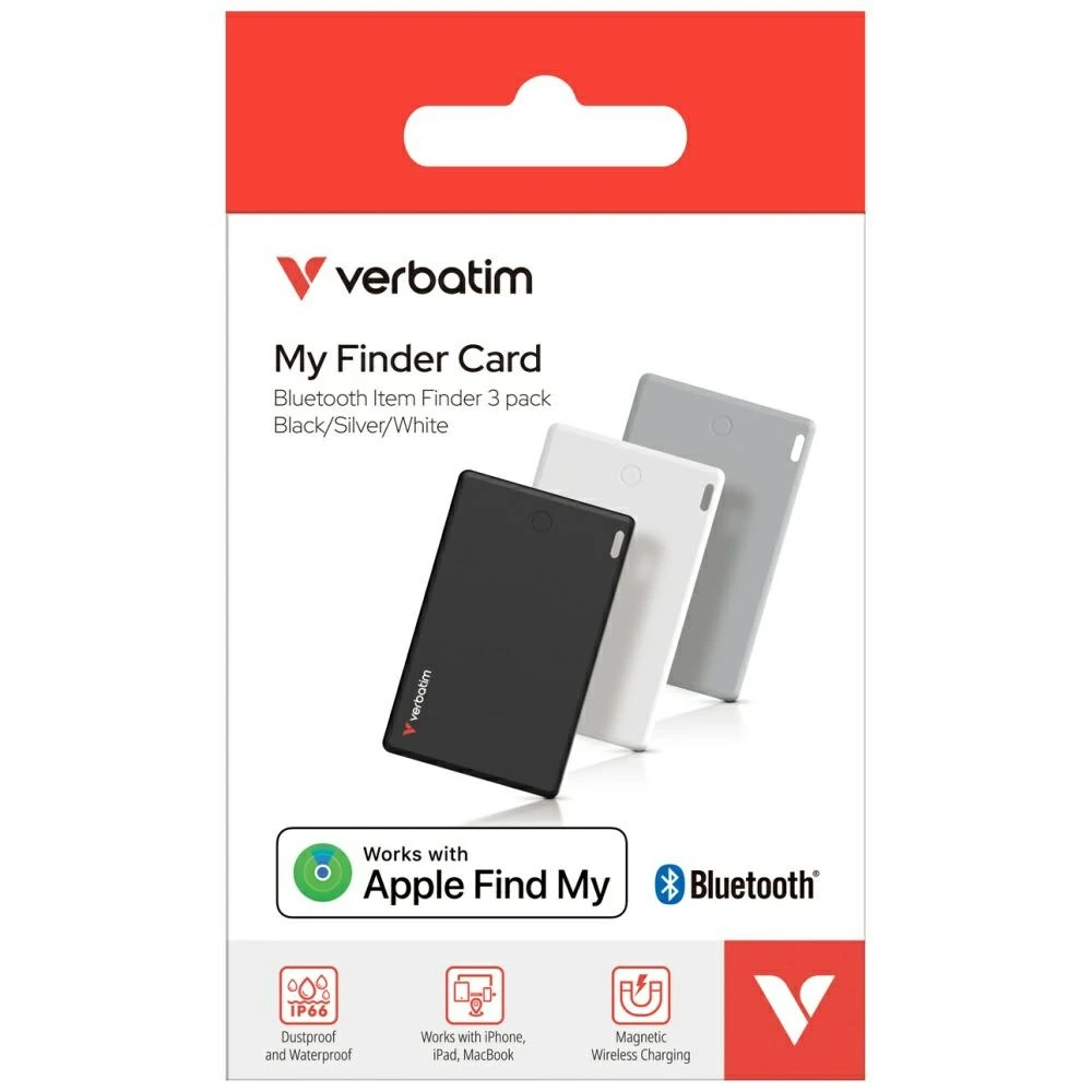Verbatim My Finder Card Bluetooth juodas sidabrinis ir baltaas – daiktų ieškikliai 3vnt MYFCR-03BSW 32141