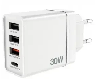Verbatim 30W laidinis įkroviklis 3xUSB-A/USB-C PD 3.0 CHR-30EU2 baltos spalvos 49701