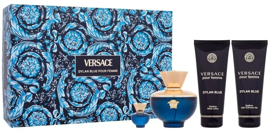 Kvepalų rinkinys moterims Versace Dylan Blue Pour Femme (EDP, 100 ml + EDP, 5 ml + kūno losjonas, 100 ml + dušo želė, 100 ml)