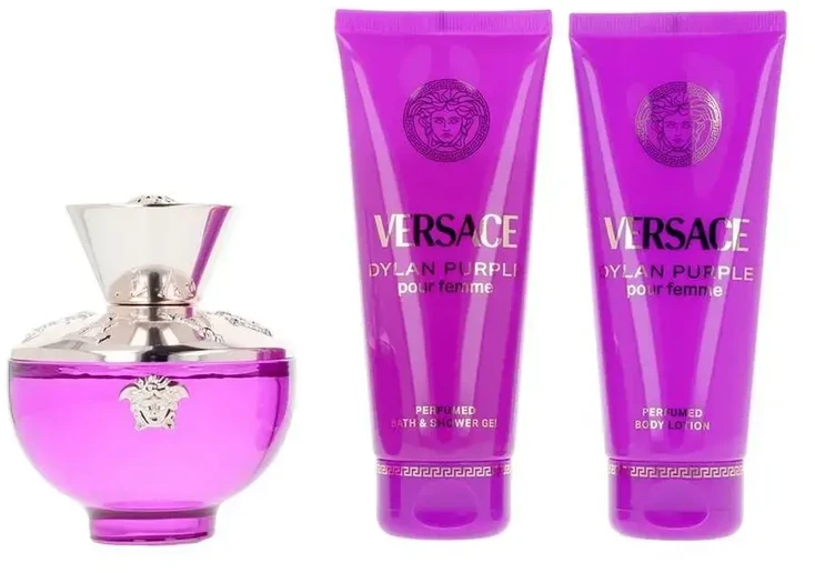 Kvepalų rinkinys moterims Versace Pour Femme Dylan Purple (EDP, 100 ml + dušo želė, 100 ml + kūno losjonas, 100 ml + kosmetinė)