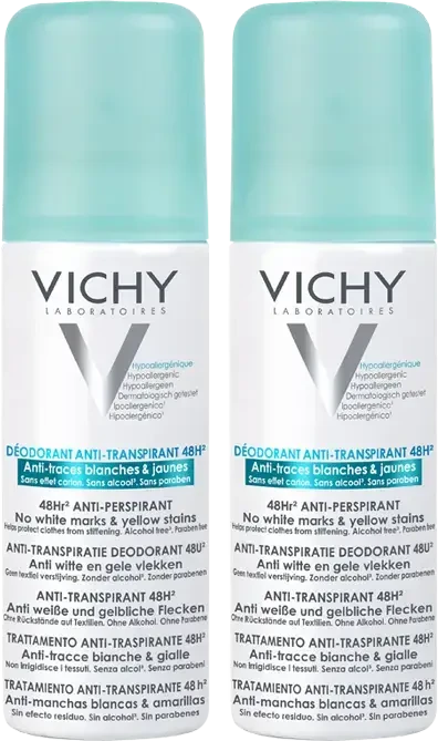 Vichy Anti-Perspirant Dezodorantas 48H purškiamas antiperspirantas, 2x125 ml