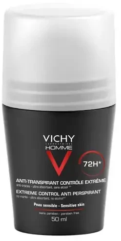 Rutulinis dezodorantas - antiperspirantas vyrams Vichy Homme Intense Roll On 72H, 50 ml
