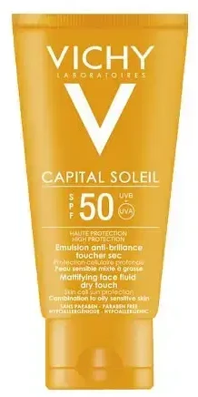 Vichy Ideal Soleil Mattifying Face Fluid Dry Touch Spf50 apsauginis saulės kremas veidui 50ml