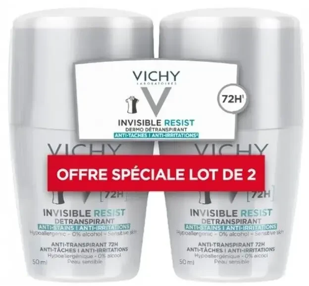 Vichy Invisible Resist Dermo-Deperspirant antiperspirantas, 2 x 50 ml