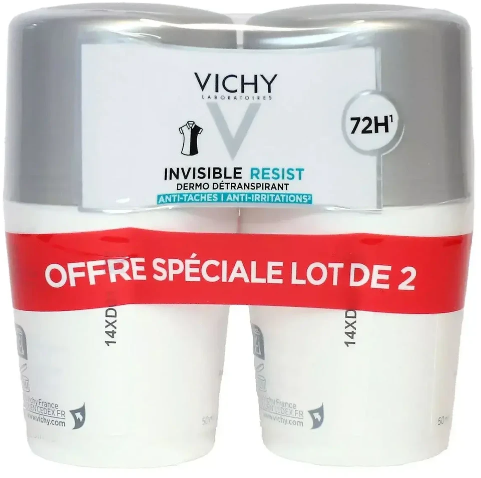 Vichy Invisible Resist Dermo-Deperspirant antiperspirantas, 2 x 50 ml