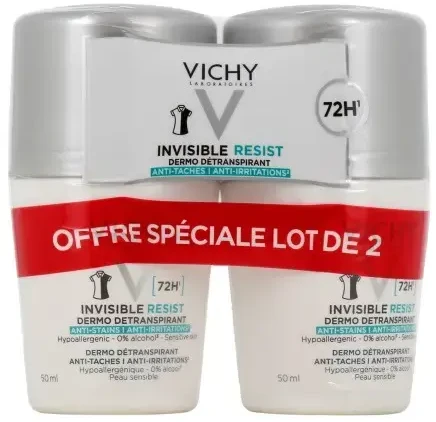 Vichy Invisible Resist Dermo-Deperspirant antiperspirantas, 2 x 50 ml