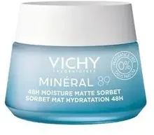 Vichy Minéral 89 48H Face Moisture Matte Sorbet drėkinantis veido gelis riebiai ir mišriai odai, 50 ml