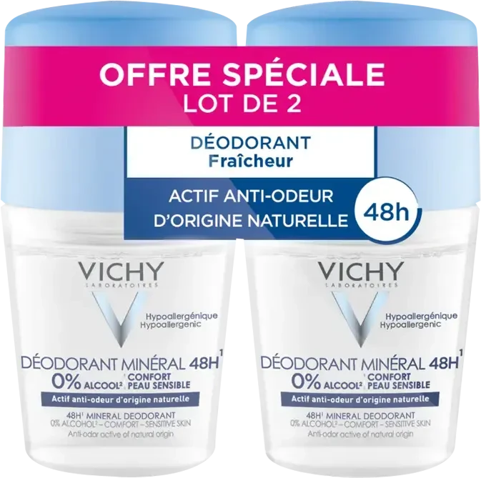 "Vichy" mineralinio dezodoranto rutuliukų rinkinys (mineralinis dezodorantas) 2 x 50 ml