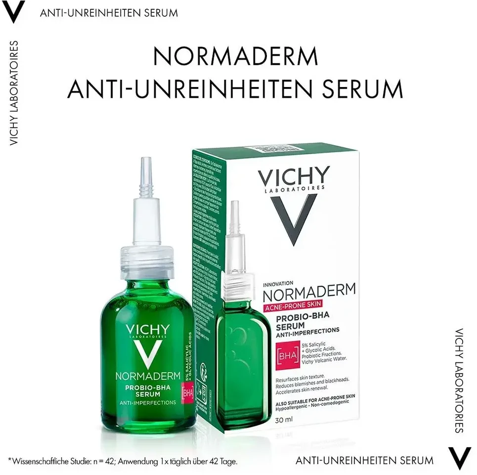 Vichy Normaderm Probio-BHA Serumas serumas aknės pažeistai odai, 30 ml