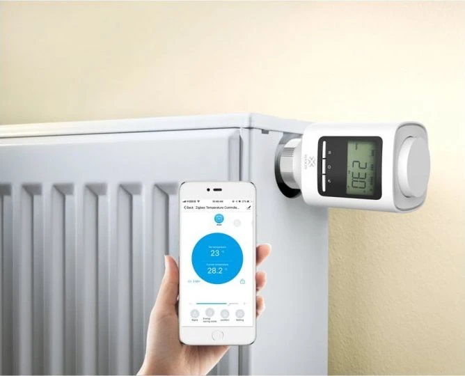 Išmanusis ZigBee TUYA termostatas radiatoriui su LCD, valdomas programėle, WOOX