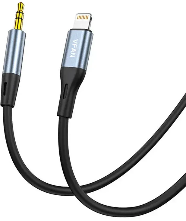 Vipfan Kabelis VFAN L05 Lightning į 3,5 mm mini jack AUX, 1 m pilkas