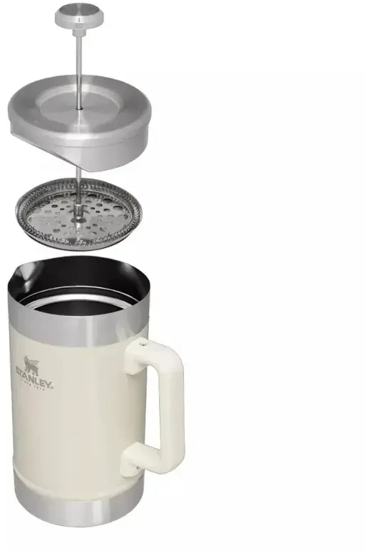 Virdulys Stanley The Stay-Hot French Press 1.4L coffee thermos in glossy cream color