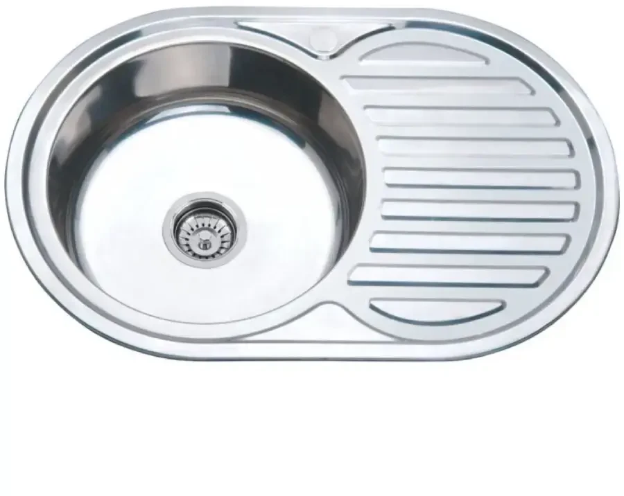 Virtuvės kriauklė AB 770x500mm Nerūdijančio plieno su sifonu