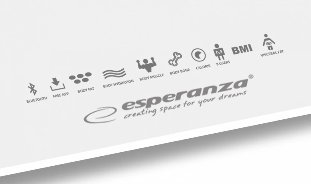 Svarstyklės su „Bluetooth“ funkcija Esperanza B.FIT EBS016W (baltos spalvos)