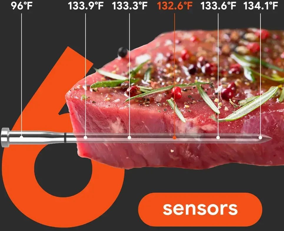 Virtuvinės svarstyklės Nezatříděno „Meatmeet S Pro“ virtuvės termometras su „Bluetooth“ programėle griliams, orkaitėms, rūkykloms – pilkas