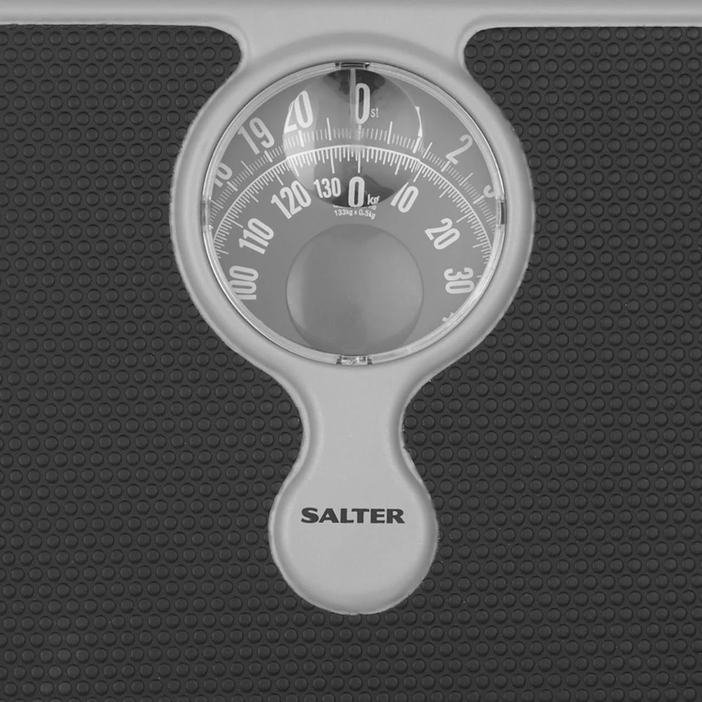 Virtuvinės svarstyklės Salter 484 SFEU12 vonios kambario kompaktiškos mechaninės svarstyklės su didinamuoju lęšiu