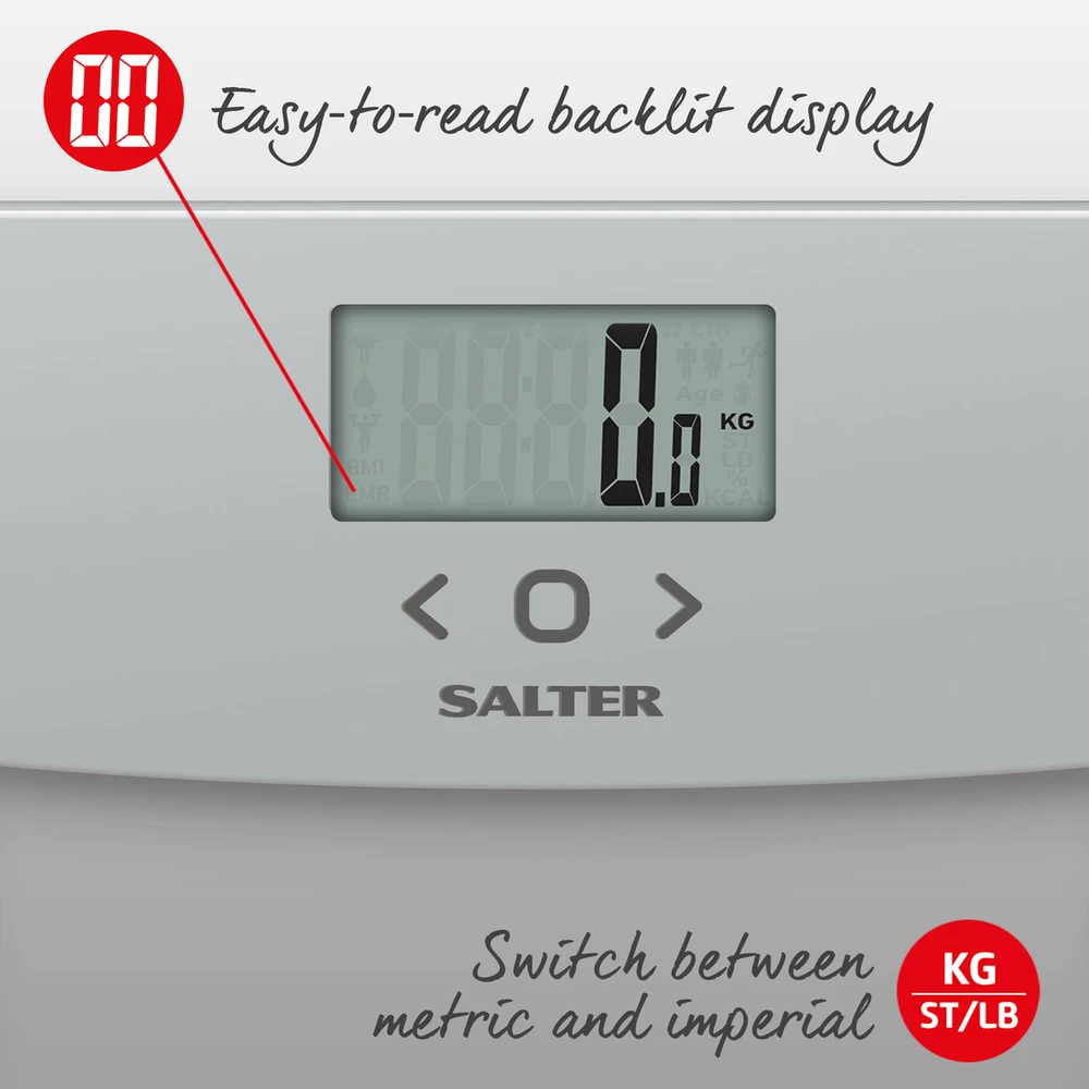 Virtuvinės svarstyklės Salter 9182 SV3R Glass Analyser Scale