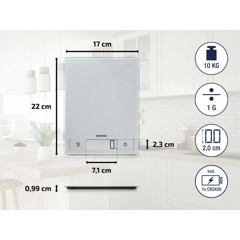 Leifheit Virtuvinės svarstyklės - Soehnle Page Comfort 300 Slim 10kg LCD Ekranas Pilkas