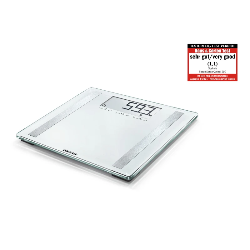 Virtuvinės svarstyklės Skaitmeninės Svarstyklės - Soehnle Shape Sense Control 200, 180kg Talpa, Kūno Kompozicija, Balta