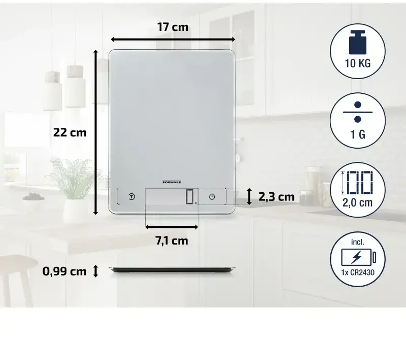 Leifheit Virtuvinės svarstyklės - Soehnle Page Comfort 300 Slim 10kg LCD Ekranas Pilkas