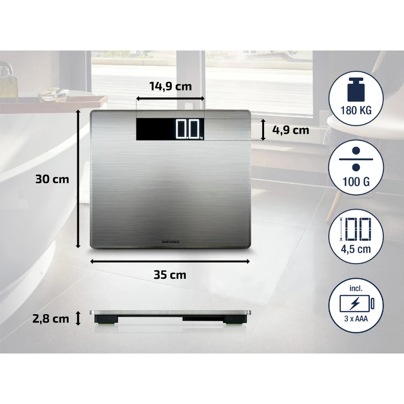 Skaitmeninės svarstyklės - Soehnle Style Sense Safe 300 180kg LCD Sidabrinė