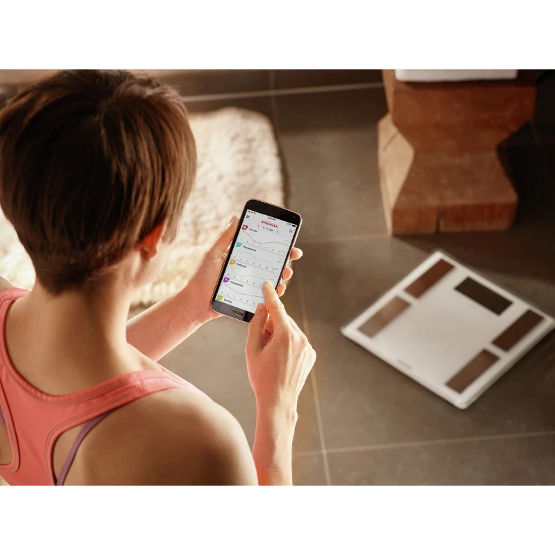 Leifheit Skaitmeninės Svarstyklės - Soehnle Shape Sense Connect 100, 180 kg talpa, Bluetooth, baltos