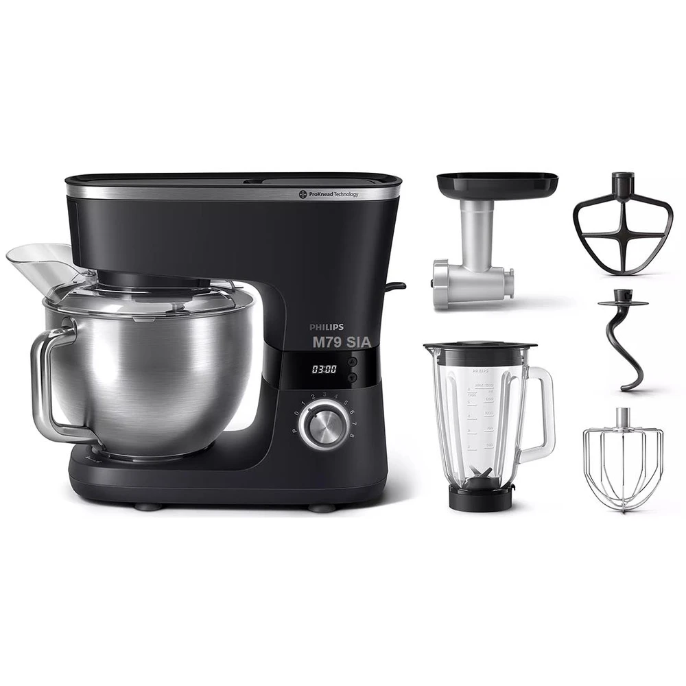 Virtuvinis kombainas „Philips“ serijos 7000 virtuvės mašina HR7962/21, 5,5 l dubuo, 8 greičių nustatymai, plakiklio priedas, smulkintuvo priedas, 1000 W