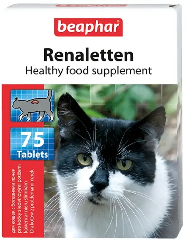 Vitamīnizēta papildbarība : Beaphar Renaletten, 75gab, kaķiem ar nieru slimībām