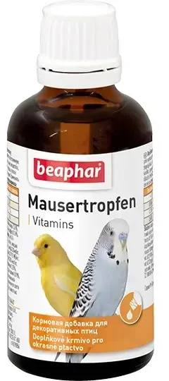 Vitaminizēta papildbarība putniem - Beaphar Mausertropfen, 50ml